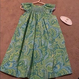 Green and blue smocked dress